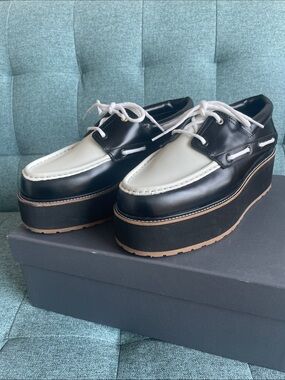 WANT Les Essentiels Black and White Platform Loafers
